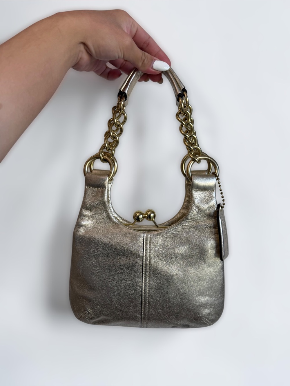 RARE Coach Archive Limited Edition Metallic Gold Madison Kisslock Bag